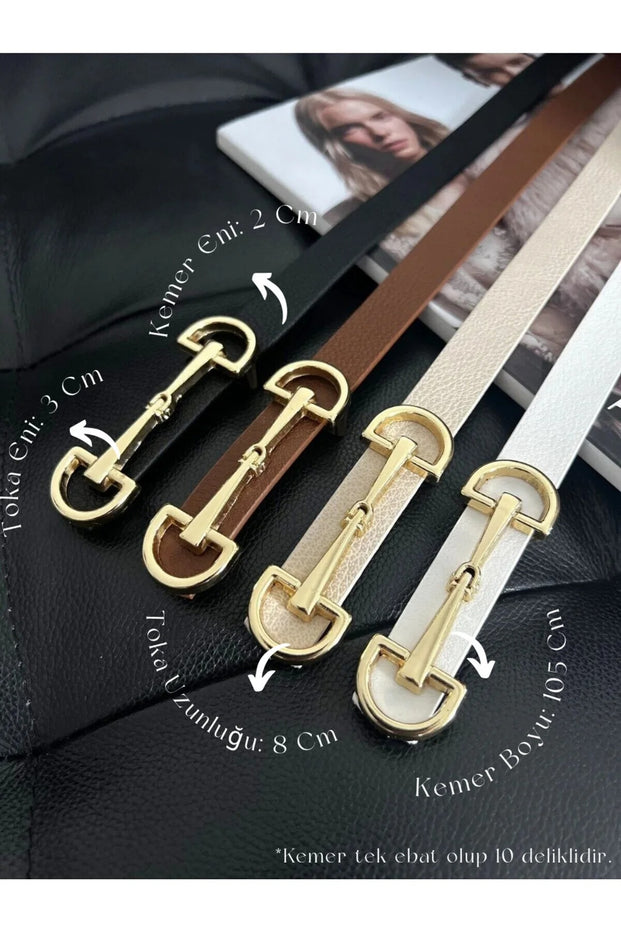 Uzun Tokalı İnce Kadın Kemer – Premium Stil 4lü