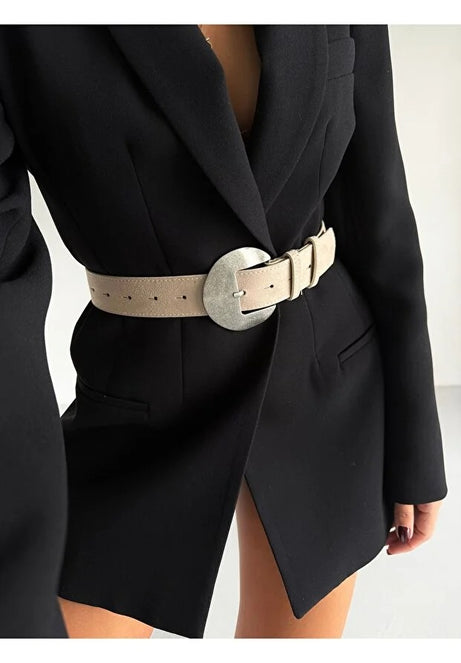 Süet Oval Tokalı Kadın Kemer – Şık Bel Vurgusu