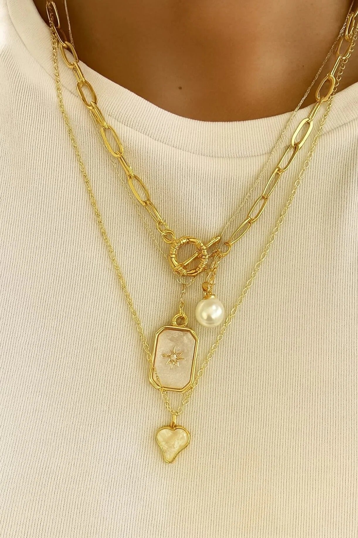 İnci & Mine Detaylı Üçlü Kolye Seti